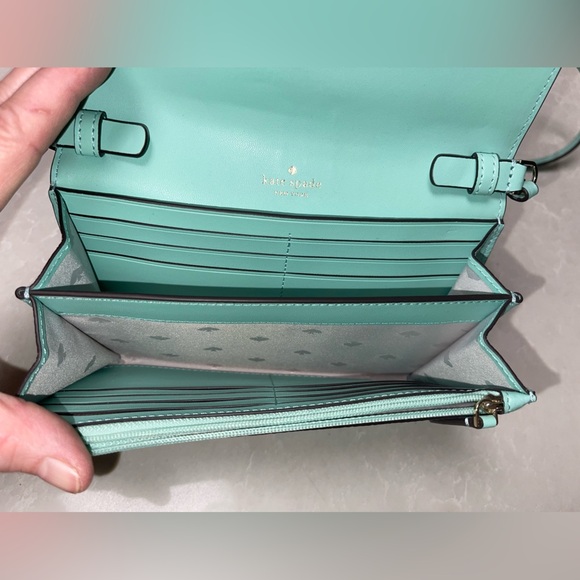 EUC Kate Spade Harlow Wallet on a String Aqua Bloom - Picture 5 of 8